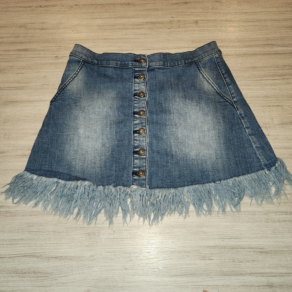Sneak Peek Short Blue Jean Skirt Ladies Size Large